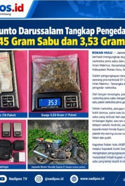 Polsek Kunto Darussalam Tangkap Pengedar Narkotika, Sita 33,45 Gram Sabu dan 3,53 Gram Ganja