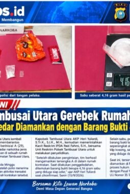 Polsek Tambusai Utara Gerebek Rumah Kontrakan, Seorang Pengedar Diamankan dengan Barang Bukti 4,16 Gram Sabu
