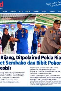 Sambangi Pulau Kijang, Ditpolairud Polda Riau Bagikan 60 Paket Sembako dan Bibit Pohon kepada Warga Pesisir